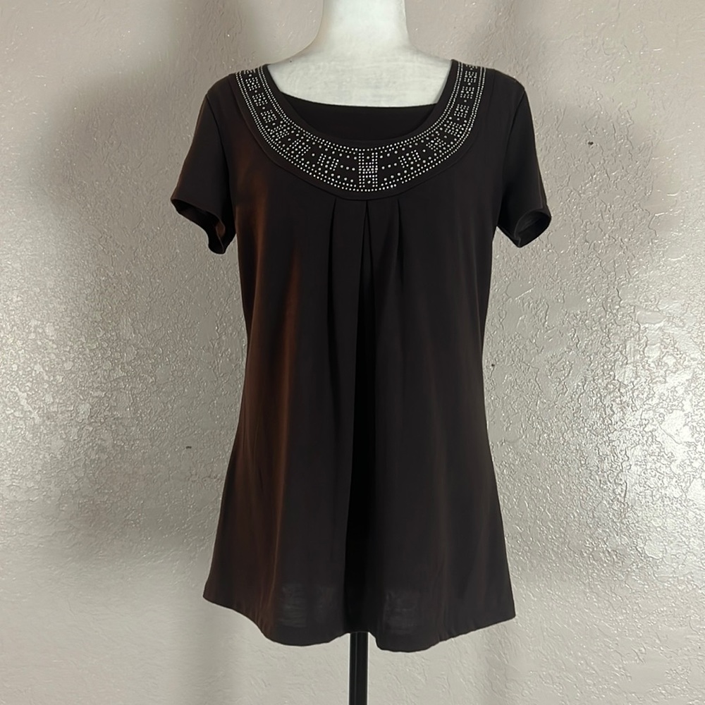 1112 NWT Casual Land Bedazzled Top. Sz1X